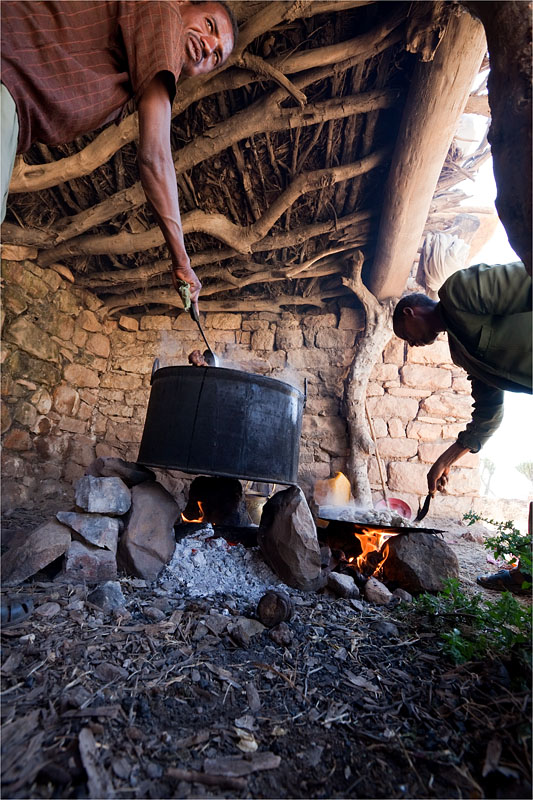 105   A cow is slaughtered and prepared for a local orthodox celebration (near Yohannes Maequddi Rock hewn church)  Ethiopia 